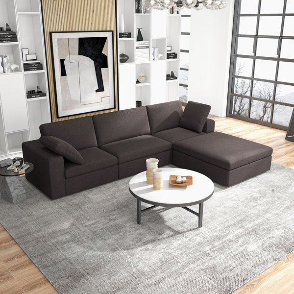 4   Piece Reversible Modular Corner Sectional With Ottoman 